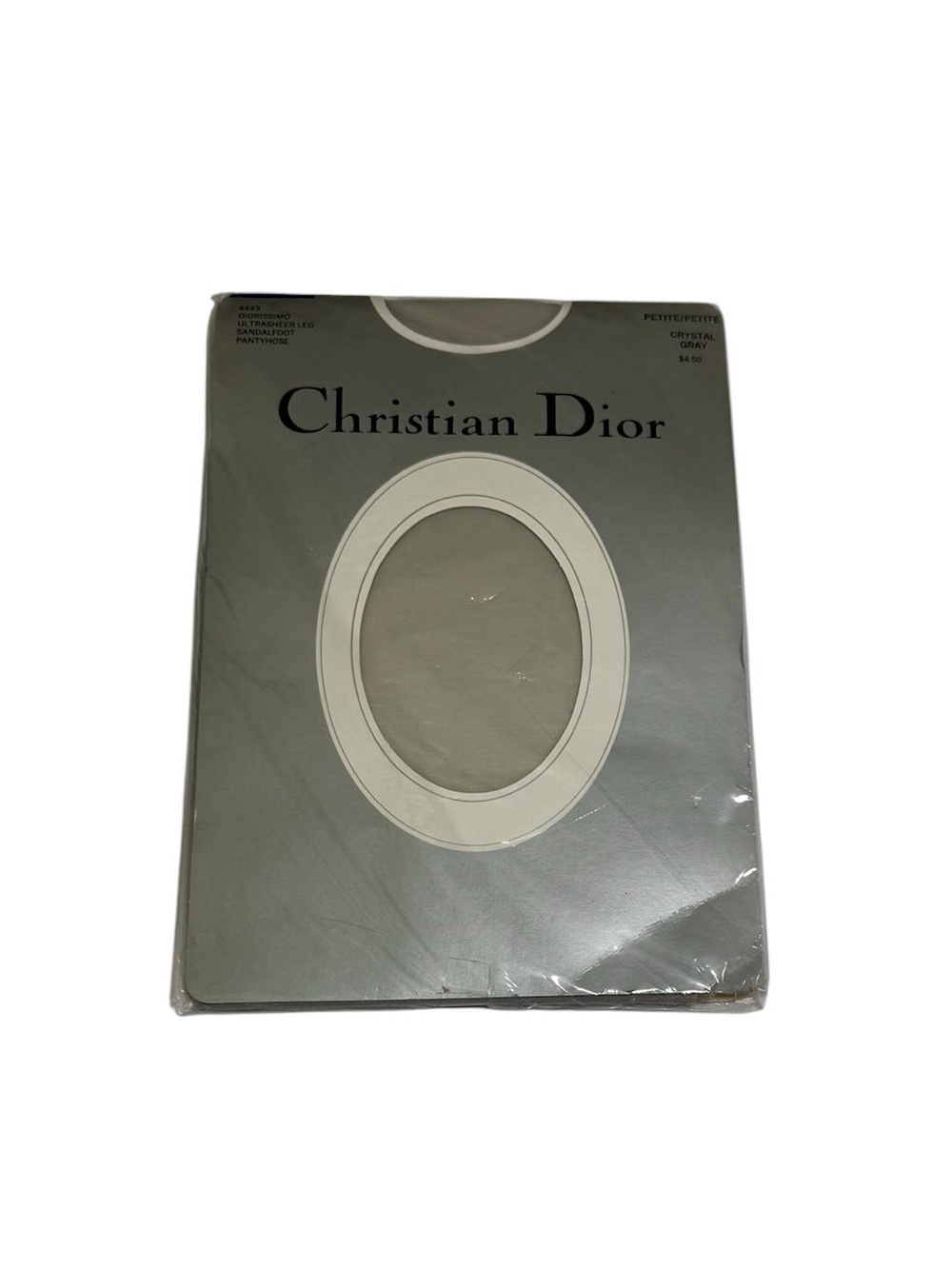 Vintage Christian Dior Silver Gray Packaged Pantyhose Display Petite